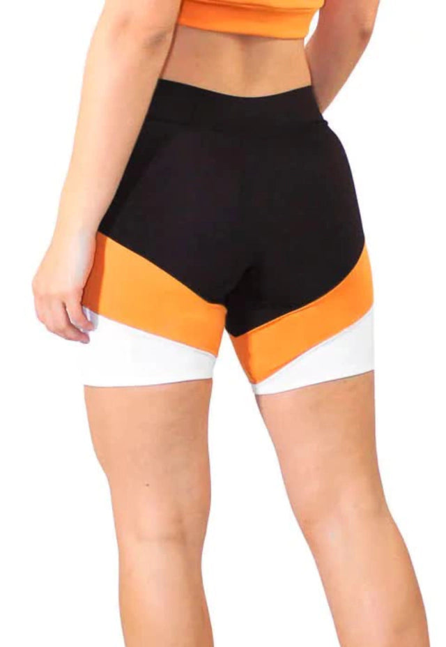 Short Fitness Preto Detalhe Amarelo Branco
