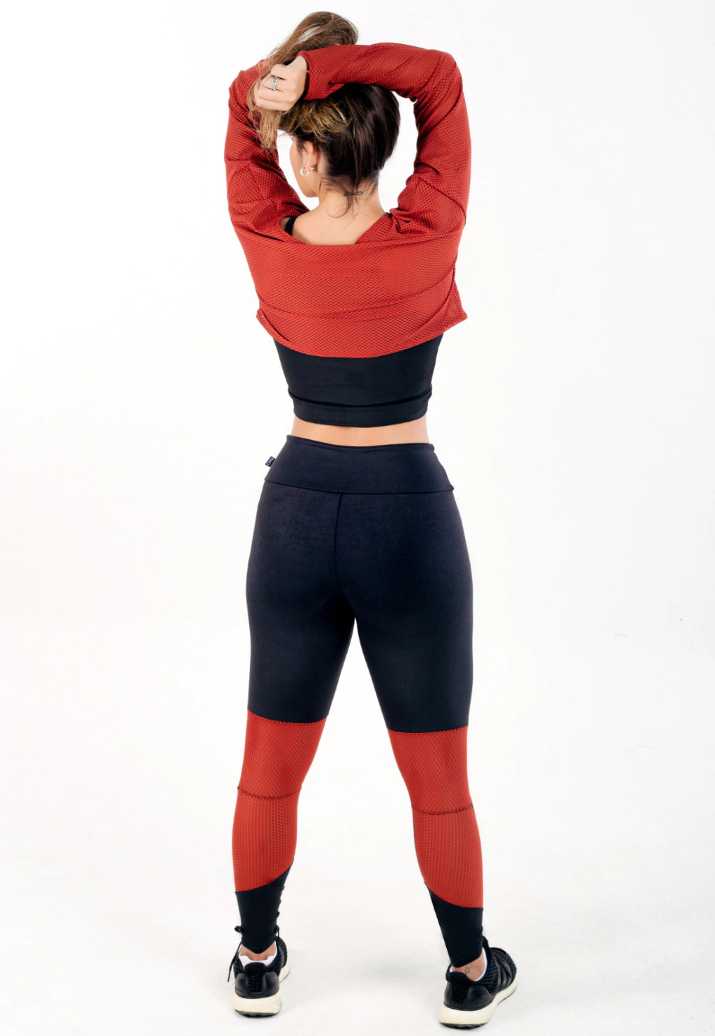 Conjunto Cropped Manga Longa e Calça Legging Terracota