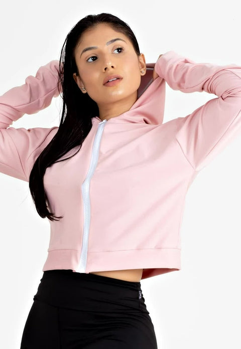 Casaco Fitness Rosê com Branco