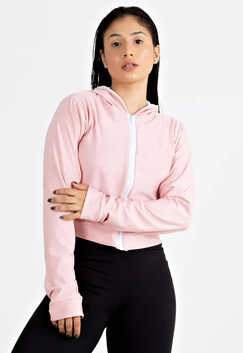 Casaco Fitness Rosê com Branco