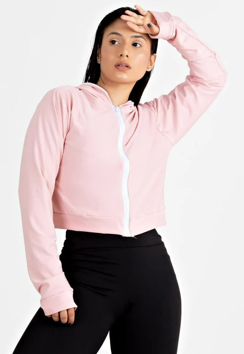 Casaco Fitness Rosê com Branco