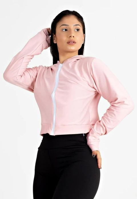 Casaco Fitness Rosê com Branco