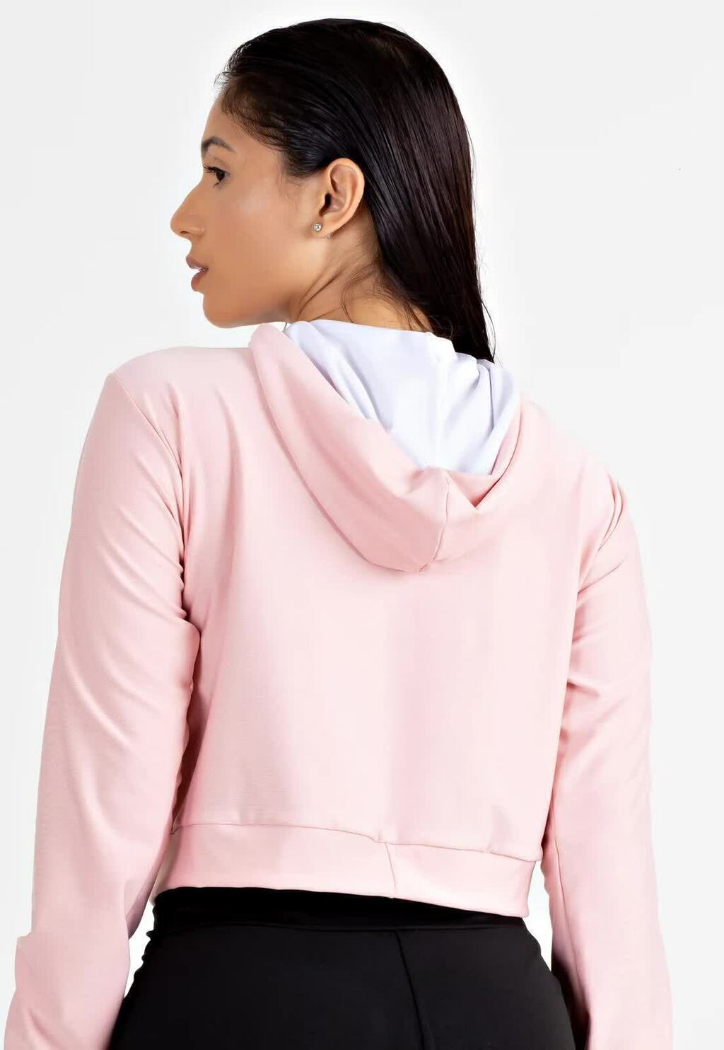 Casaco Fitness Rosê com Branco