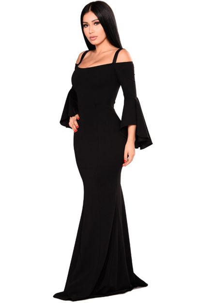 Vestido Manga Longa Flare