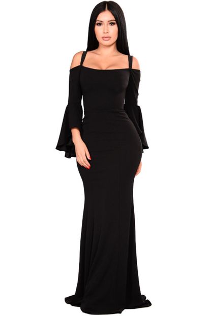 Vestido Manga Longa Flare