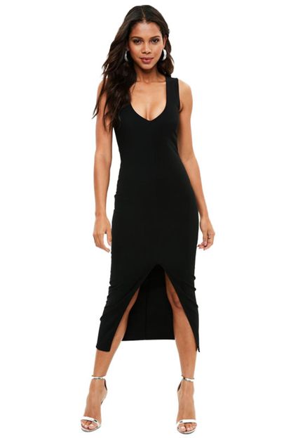 Vestido Midi Decotado Fenda