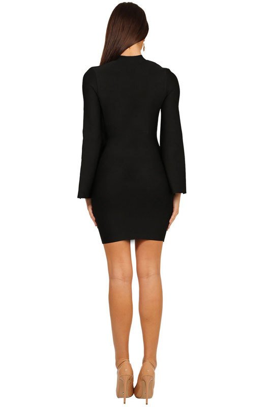 Vestido Decotado Manga Flare