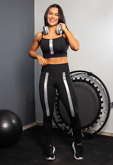 Conjunto Calça Legging e Cropped Preto