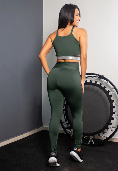 Conjunto Fitness Calça Legging e Cropped Verde