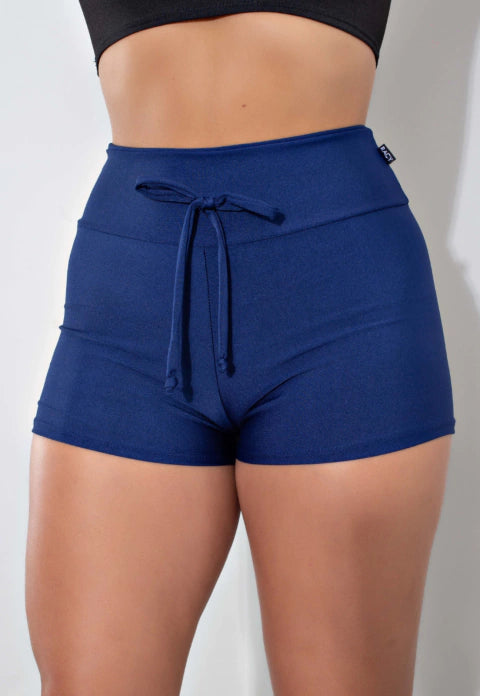 Short Fitness Cadarço Fake Azul Marinho